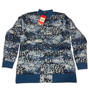 NWT The North Face Womens Anna Jacket Dish Blue Leopard Print XL Winter Skiing